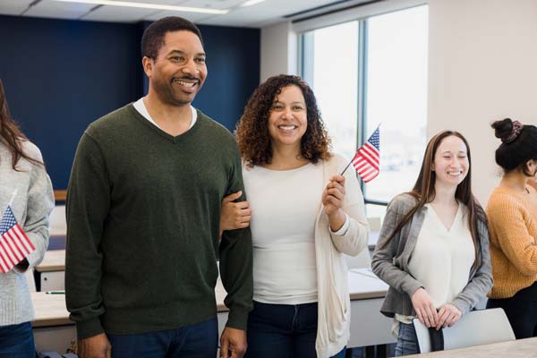 A couple celebrating their U.S. citizenship A couple celebrating their U.S. citizenship